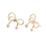 Zarif Fiyonk Altın Renk Paslanmaz Çelik Küpe