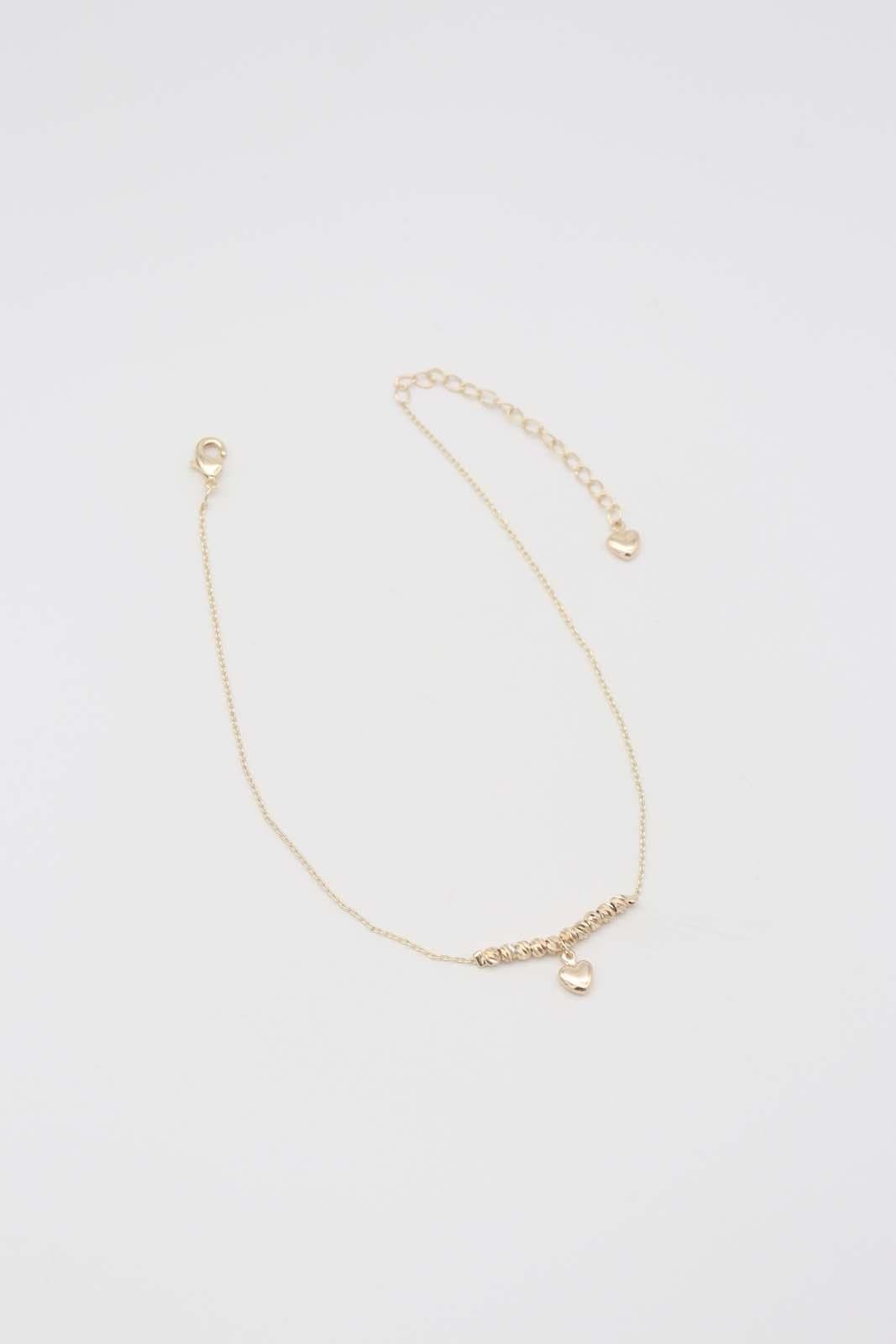 Altın Rengi Burgulu Detaylı Kalp Uçlu Halhal