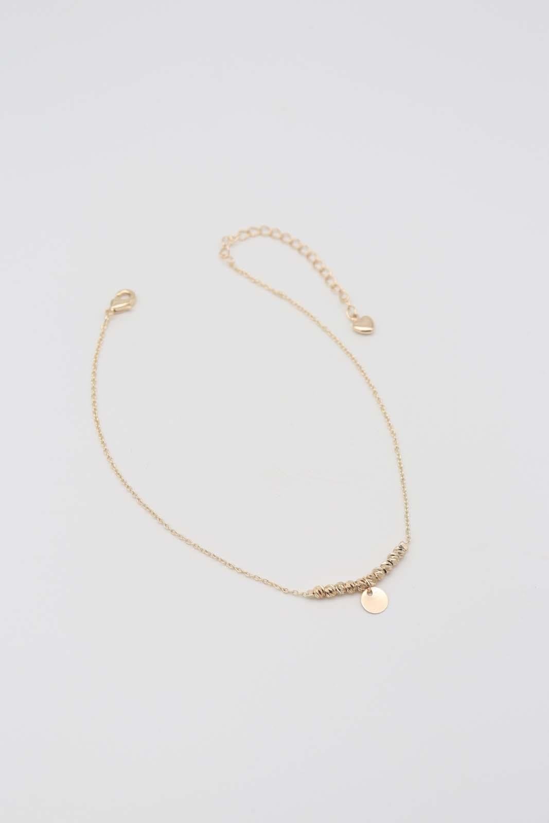 Altın Rengi Disk Uçlu ve Burgulu Detaylı Halhal