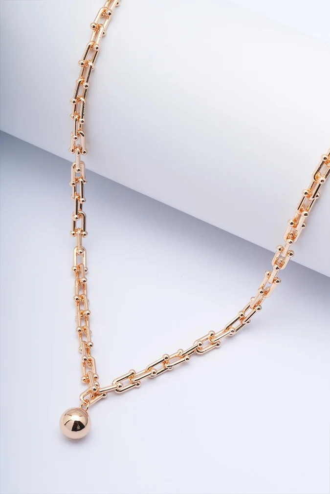 VIP Gold Zincir ve Küre Uçlu Kolye - 45 cm