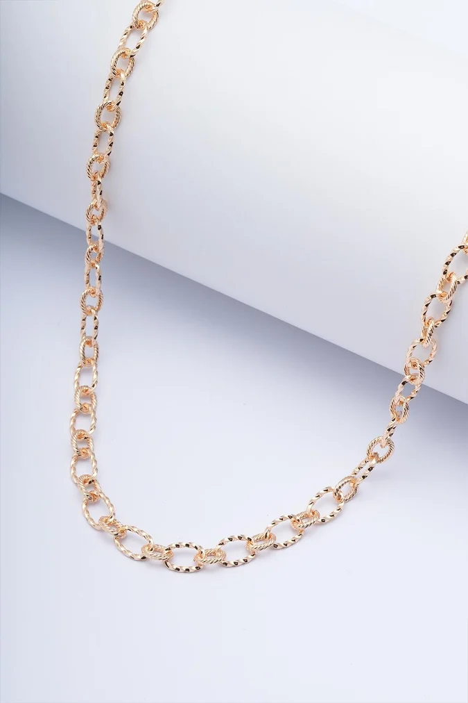 Zarif Altın Renkli Çelik Kolye